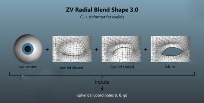 Maya面部动画混合形状插件：ZV Radial Blend