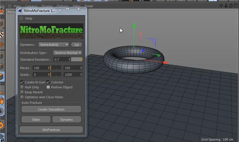 C4D动力学破碎插件：Nitro4D NitroMoFracture v1.04汉化版