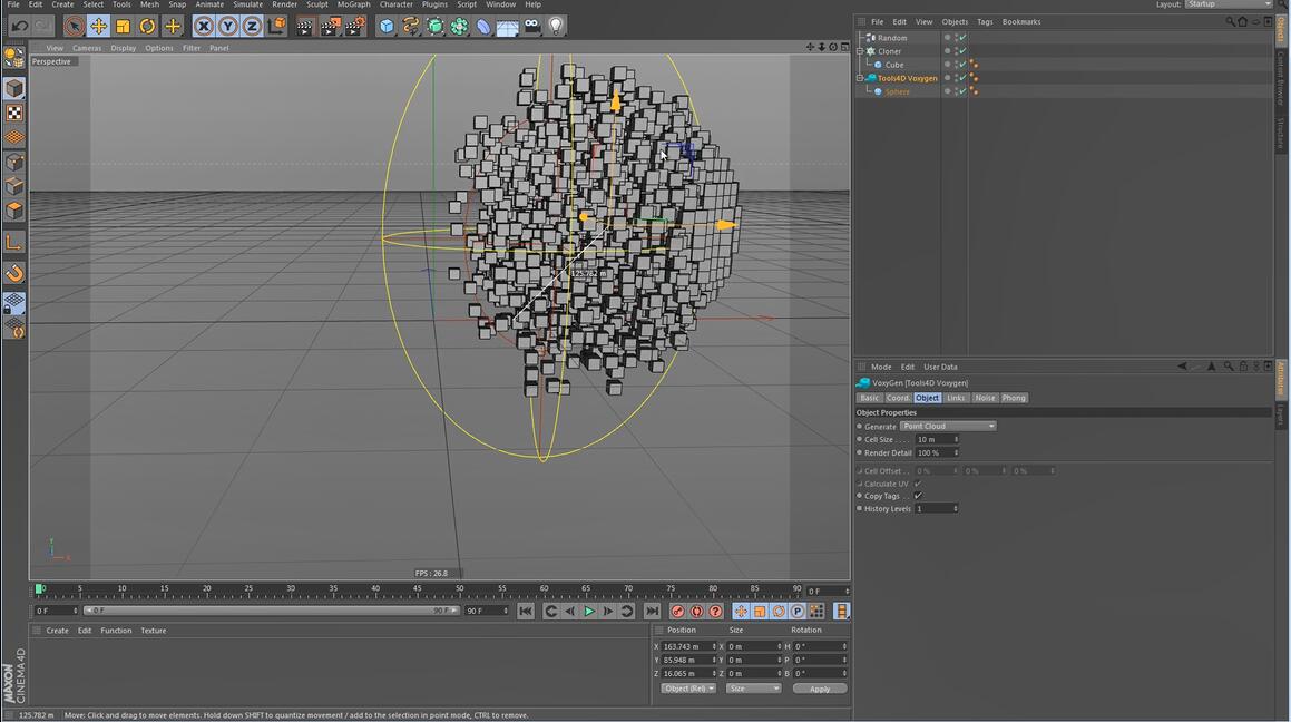 C4D将物体像素化插件：Tools4D Voxygen v1