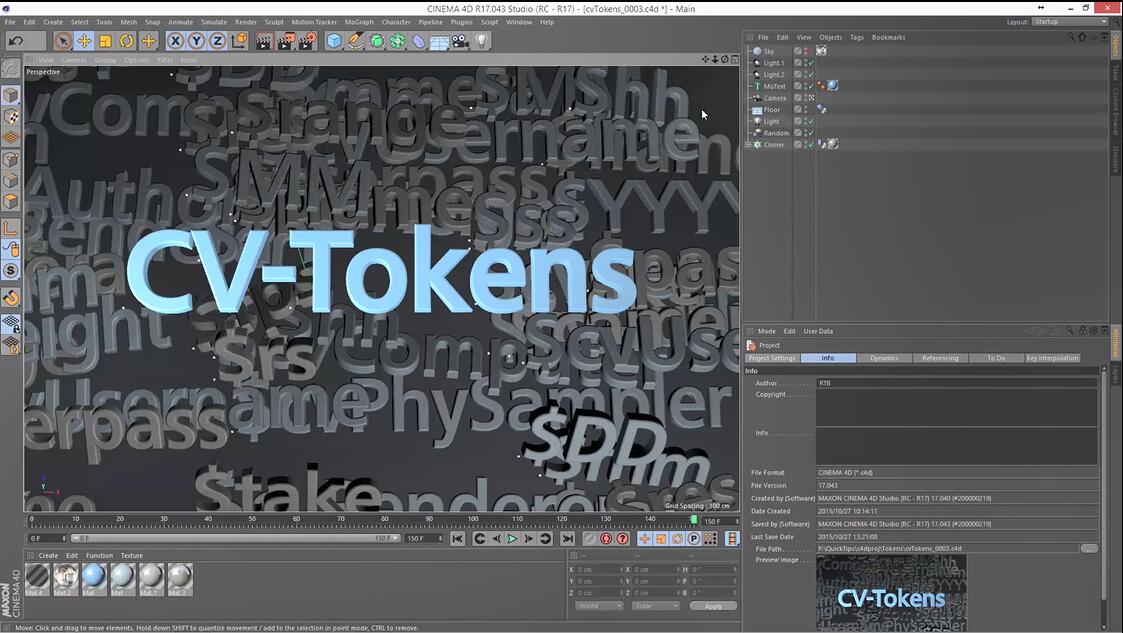 C4D渲染文件重命名插件：CV-Tokens v1.0b