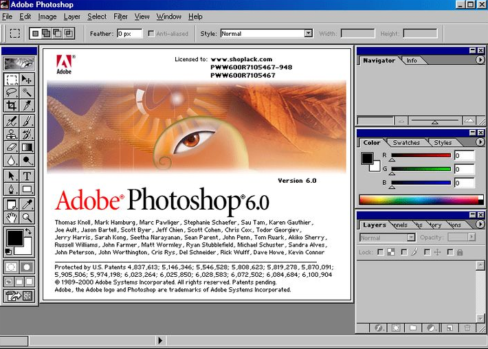 Adobe Photoshop 6.0绿色破解版界面