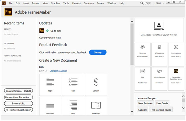 Adobe FrameMaker 16界面截图