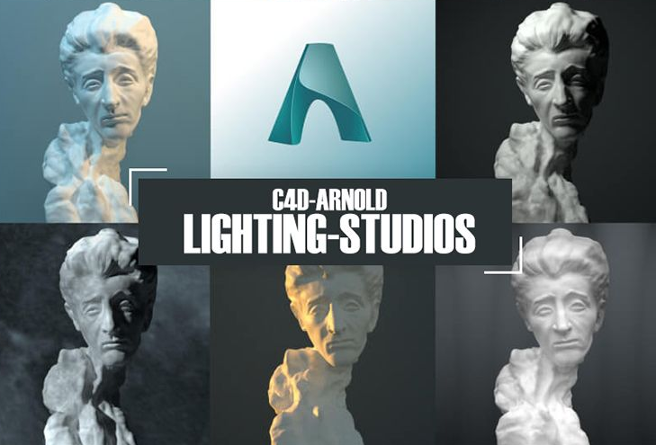 C4D预设：31个C4D阿诺德雕塑产品布光预设：C4D Arnold Lighting Studios 免费下载