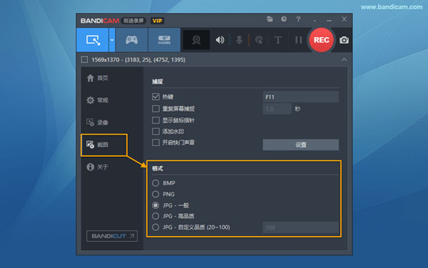 Bandicam v5.4.1 格式和质量设置