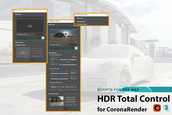 【3dmax插件】HDR Total Control V2.5 for 3Ds Max & Corona（3DS MAX HDRI高动态控制插件）下载