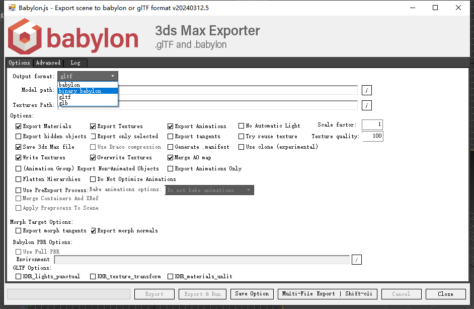 Babylon-3Dmax Export Plugin for GLB and gltf Formats